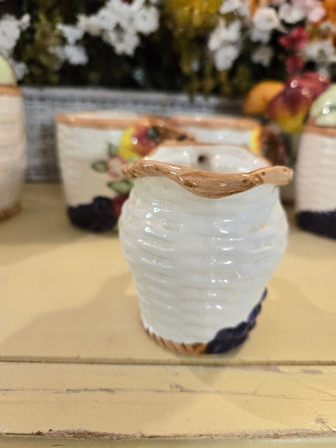 Vintage Hand-Painted Fruit Ceramic Tea Set – 11 Pieces