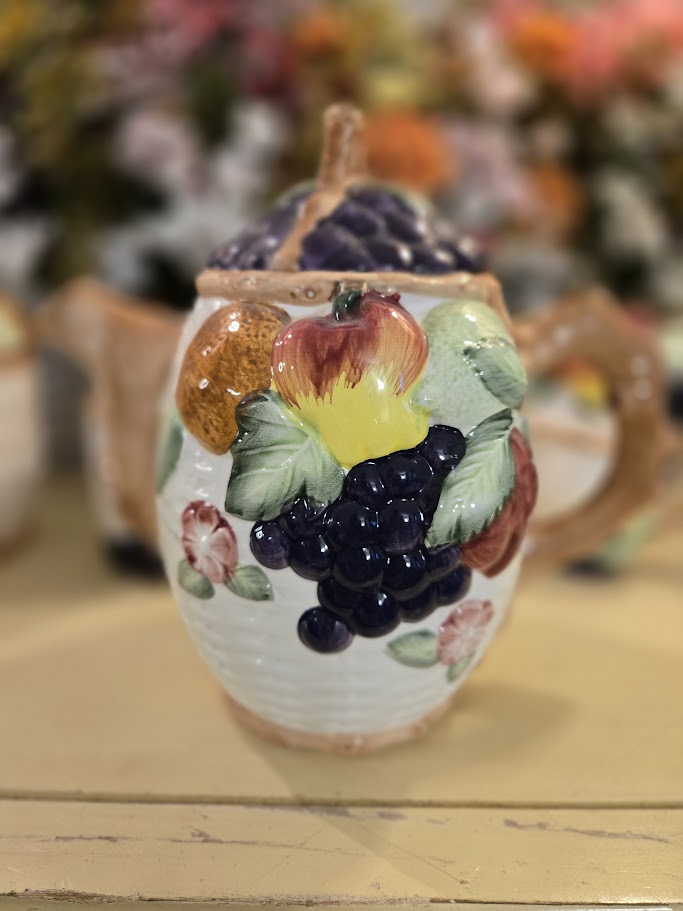 Vintage Hand-Painted Fruit Ceramic Tea Set – 11 Pieces