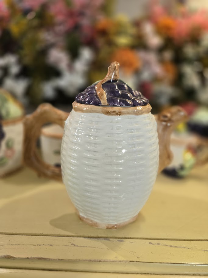 Vintage Hand-Painted Fruit Ceramic Tea Set – 11 Pieces