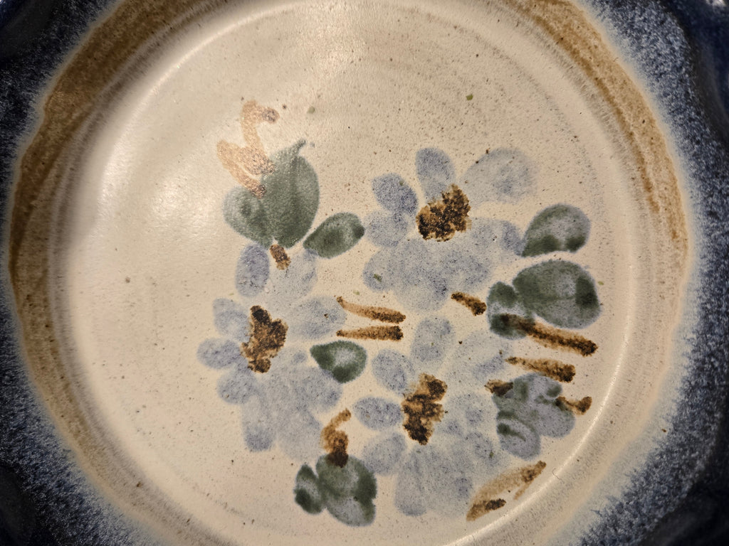 Handmade Pottery Pie Dish – Blue Floral Stoneware by Aldrich