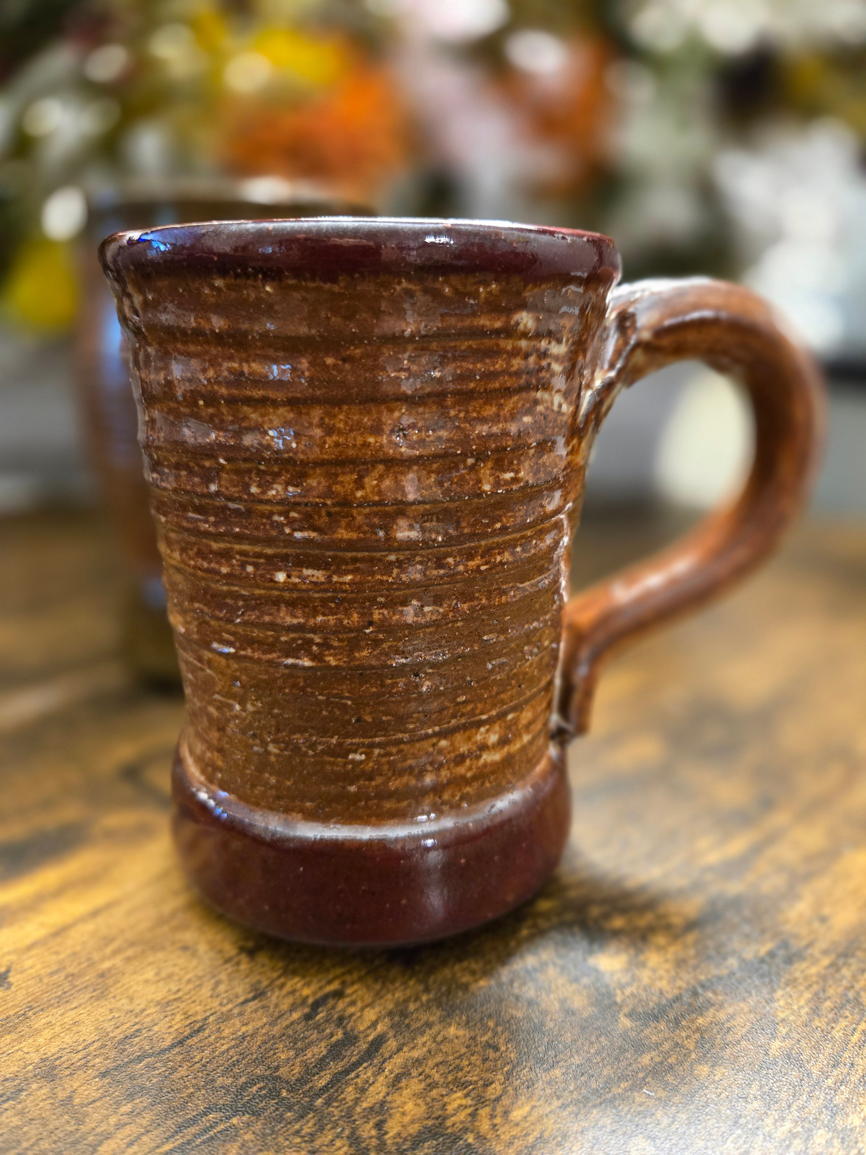 Rustic Handmade Pottery Mug Set – Brown & Maroon Glazed Bundle (2)