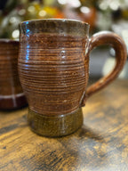 Rustic Handmade Pottery Mug Set – Brown & Maroon Glazed Bundle (2)