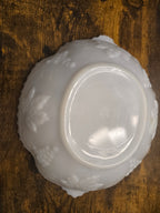 Vintage Milk Glass Serving Bowl with Embossed Grape & Leaf Pattern – Mid-Century White Glass Dish