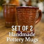 Rustic Handmade Pottery Mug Set – Brown & Maroon Glazed Bundle (2)