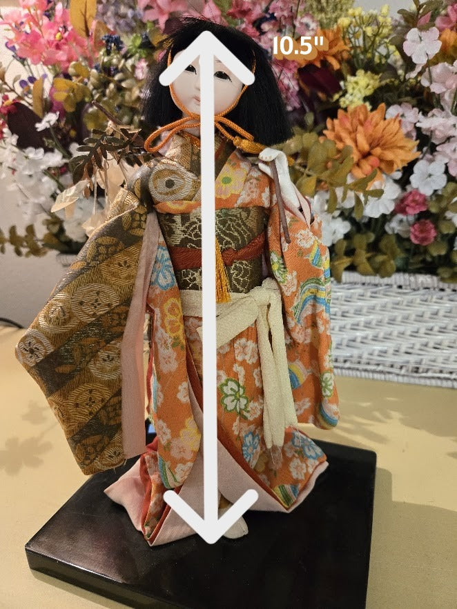 Vintage Japanese Ichimatsu Doll in Silk Kimono (10.5" Display Doll on Stand)
