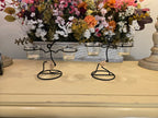 Set of 2 Rustic Metal Balance Candle Holders – Handcrafted Tealight Votive Stands with Glass Cups
