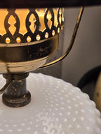 Vintage Hobnail Milk Glass Lamps – Pair of White Table Lamps with Brass Base