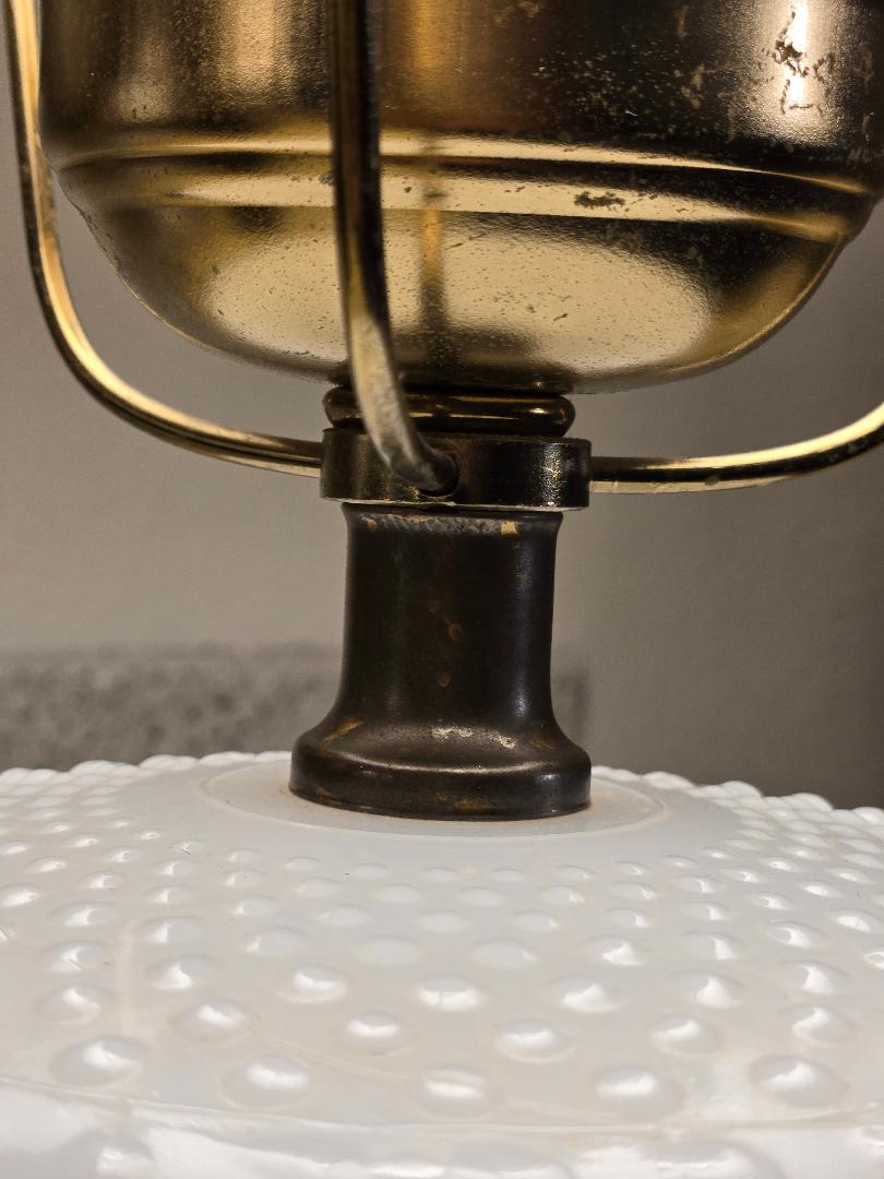 Vintage Hobnail Milk Glass Lamps – Pair of White Table Lamps with Brass Base